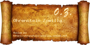 Ohrenstein Zomilla névjegykártya